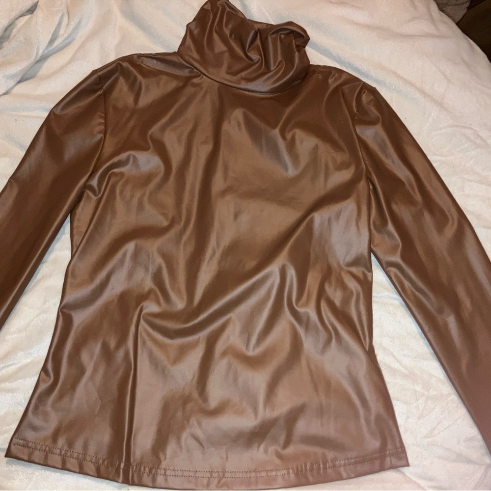 SHEIN Tan Faux Leather Top